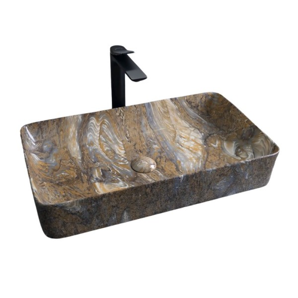 Накладная раковина GID Geometrico Mnc396T 60 под глянцевый камень, прямоугольная, фаянс