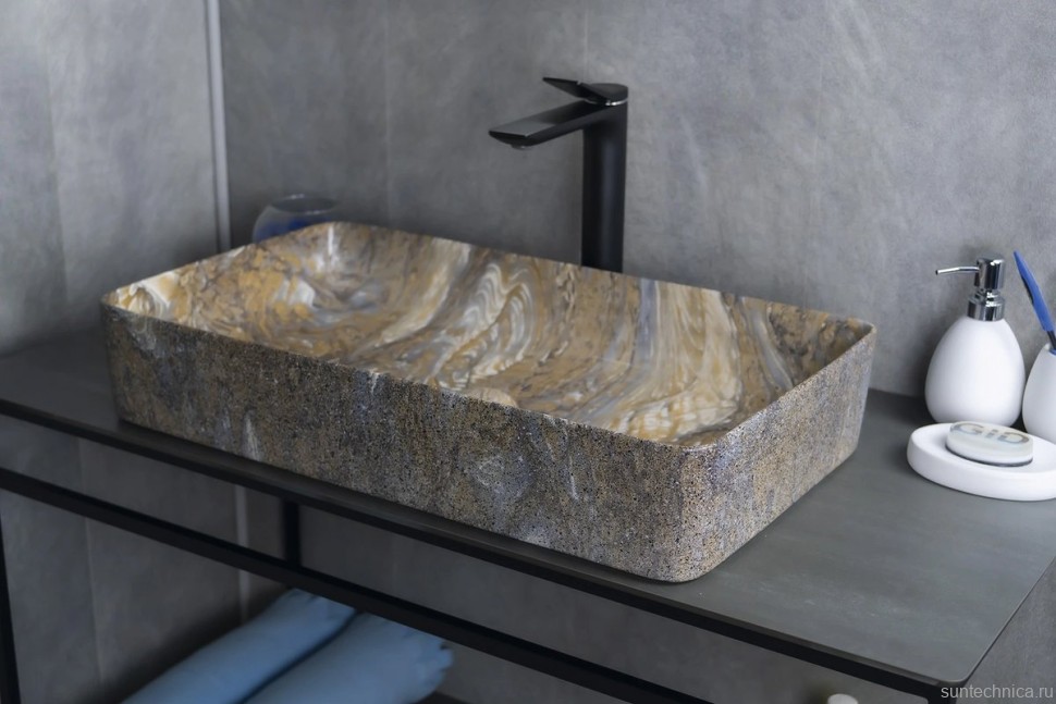 Накладная раковина GID Geometrico Mnc396T 60 под глянцевый камень, прямоугольная, фаянс