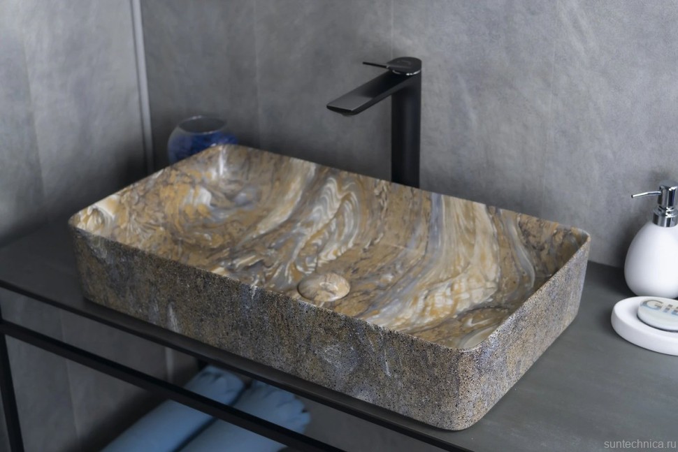 Накладная раковина GID Geometrico Mnc396T 60 под глянцевый камень, прямоугольная, фаянс