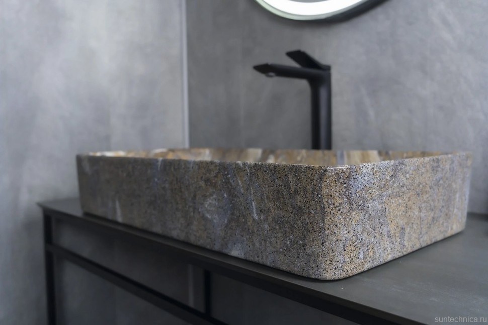 Накладная раковина GID Geometrico Mnc396T 60 под глянцевый камень, прямоугольная, фаянс