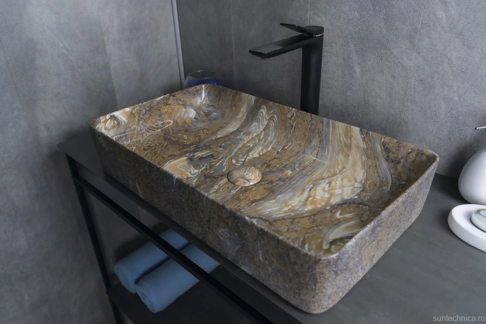 Накладная раковина GID Geometrico Mnc396T 60 под глянцевый камень, прямоугольная, фаянс