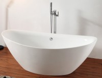 Акриловая ванна Abber AB9248 180x85 см, отдельностоящая, белая, овальная, с каркасом, со сливом-переливом