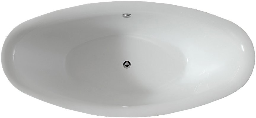 Акриловая ванна Abber AB9248 180x85 см, отдельностоящая, белая, овальная, с каркасом, со сливом-переливом