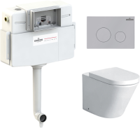 Комплект Lavinia Boho Унитаз приставной Biore 33044050 + Крышка-сиденье Biore 33290410 с микролифтом + Бачок скрытого монтажа RelFix 38020010 + Кнопка RelFix 380502MC