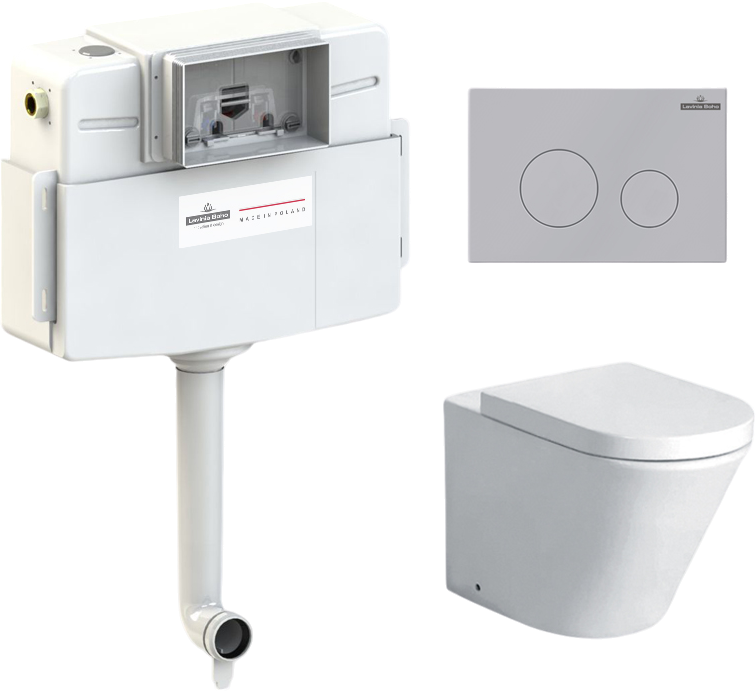 Комплект Lavinia Boho Унитаз приставной Biore 33044050 + Крышка-сиденье Biore 33290410 с микролифтом + Бачок скрытого монтажа RelFix 38020010 + Кнопка RelFix 380502MC