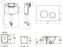 Комплект Lavinia Boho Унитаз приставной Biore 33044050 + Крышка-сиденье Biore 33290410 с микролифтом + Бачок скрытого монтажа RelFix 38020010 + Кнопка RelFix 380502MC