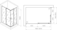 Душевой уголок RGW Passage PA-040 1200x800x1950, профиль хром