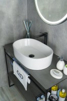 Накладная раковина GID Lago N9025 56 глянцевая белая, овальная, фаянс