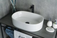 Накладная раковина GID Lago N9025 56 глянцевая белая, овальная, фаянс