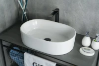 Накладная раковина GID Lago N9025 56 глянцевая белая, овальная, фаянс