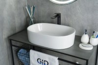 Накладная раковина GID Lago N9025 56 глянцевая белая, овальная, фаянс
