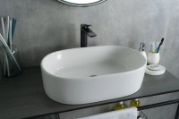 Накладная раковина GID Lago N9025 56 глянцевая белая, овальная, фаянс