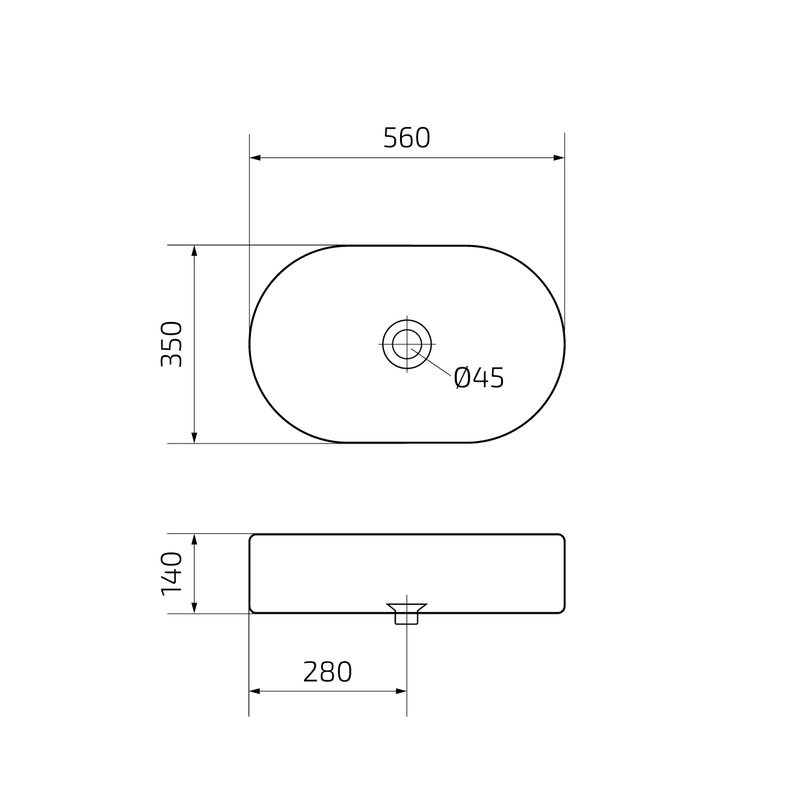 Накладная раковина GID Lago N9025 56 глянцевая белая, овальная, фаянс