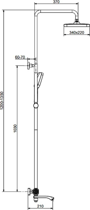 Душевая стойка Raglo R01.26.06 с термостатом, черный