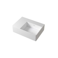 Раковина подвесная Abber Stein AS2644 R 56 матовая белая, прямоугольная, искусственный камень, со столешницей слева