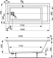 Акриловая ванна Vagnerplast Cavallo 150x70 см, пристенная, ультрабелая, с каркасом