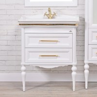 Тумба с раковиной ValenHouse Эстетика 80, белая, подвесная, ручки золото