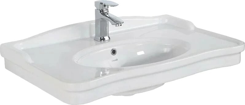 Тумба с раковиной ValenHouse Эстетика 80, белая, подвесная, ручки золото