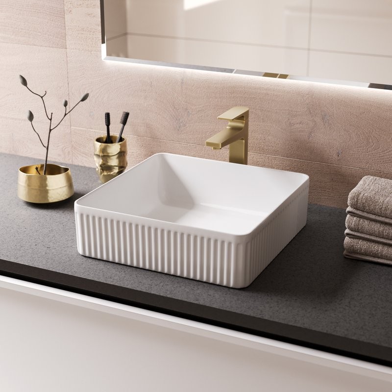 Накладная раковина Grossman Cristal GR-3061 40 глянцевая белая, квадратная, фаянс