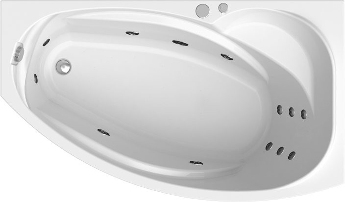 Акриловая ванна Radomir Vannesa Massage София 2-77-2-2-0-223 актив, R 170x100 см, правая, пристенная, с гидромассажем, белая, асимметричная, с каркасом, с экраном, с сиденьем, со сливом-переливом, с полотенцедержателем