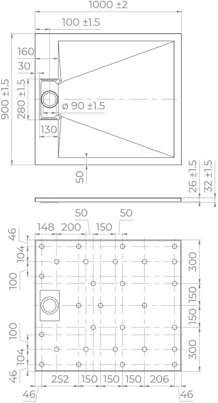 Поддон для душа RGW TUS W 100x90