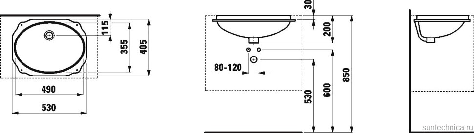 Раковина встраиваемая снизу Laufen 8.1119.1.000.000.1 53 белая, овальная