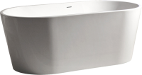Акриловая ванна Abber AB9203-1.3 130x70 см, отдельностоящая, белая, овальная, с каркасом, со сливом-переливом