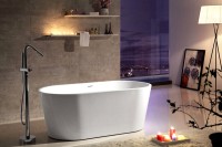 Акриловая ванна Abber AB9203-1.3 130x70 см, отдельностоящая, белая, овальная, с каркасом, со сливом-переливом