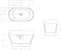Акриловая ванна Abber AB9203-1.3 130x70 см, отдельностоящая, белая, овальная, с каркасом, со сливом-переливом