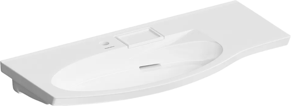 Мебельная раковина KERAMA MARAZZI Riva 100 L накладная, глянцевая белая, полукруглая, фаянс, со скрытым сливом