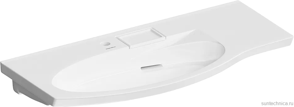Мебельная раковина KERAMA MARAZZI Riva 100 L накладная, глянцевая белая, полукруглая, фаянс, со скрытым сливом
