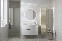 Мебельная раковина KERAMA MARAZZI Riva 100 L накладная, глянцевая белая, полукруглая, фаянс, со скрытым сливом