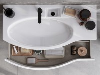 Мебельная раковина KERAMA MARAZZI Riva 100 L накладная, глянцевая белая, полукруглая, фаянс, со скрытым сливом