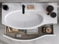 Мебельная раковина KERAMA MARAZZI Riva 100 L накладная, глянцевая белая, полукруглая, фаянс, со скрытым сливом