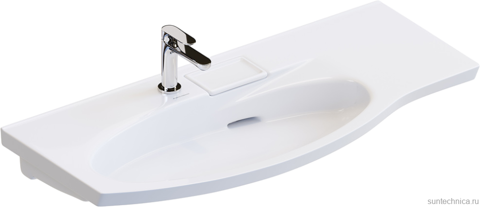 Мебельная раковина KERAMA MARAZZI Riva 100 L накладная, глянцевая белая, полукруглая, фаянс, со скрытым сливом