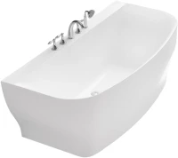 Акриловая ванна BelBagno BB74-1650-W0 165x80 см, пристенная, белая, на ножках, с донным клапаном