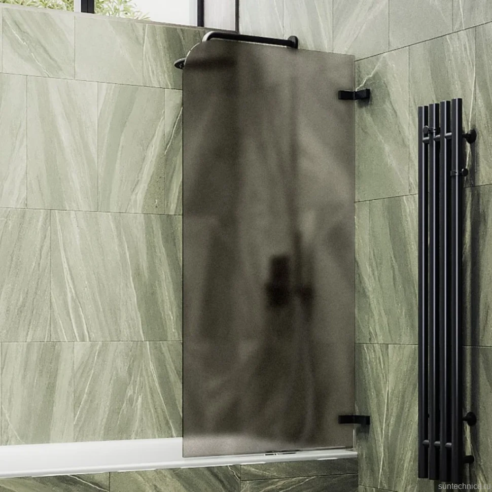 Шторка на ванну Maybahglass MGV-647-6 40 см, профиль черный, стекло бронза матовое