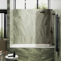 Шторка на ванну Maybahglass MGV-647-6 40 см, профиль черный, стекло бронза матовое