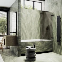 Шторка на ванну Maybahglass MGV-647-6 40 см, профиль черный, стекло бронза матовое