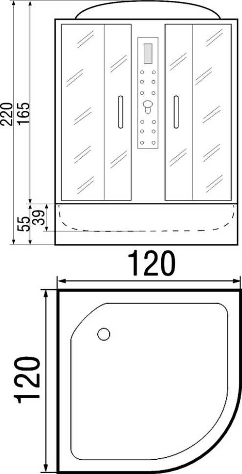 Душевая кабина River Temza 120/120/55 ТН с сиденьем