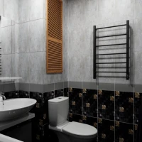 Полотенцесушитель электрический Altasan Каталея СП5080ЧМ 80x50 см, подключение справа, слева, матовый черный, лесенка, из стали