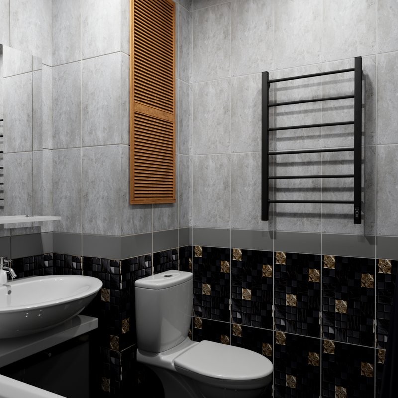 Полотенцесушитель электрический Altasan Каталея СП5080ЧМ 80x50 см, подключение справа, слева, матовый черный, лесенка, из стали