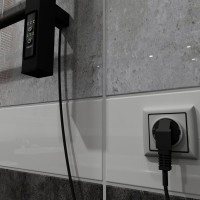 Полотенцесушитель электрический Altasan Каталея СП5080ЧМ 80x50 см, подключение справа, слева, матовый черный, лесенка, из стали