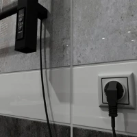 Полотенцесушитель электрический Altasan Каталея СП5080ЧМ 80x50 см, подключение справа, слева, матовый черный, лесенка, из стали