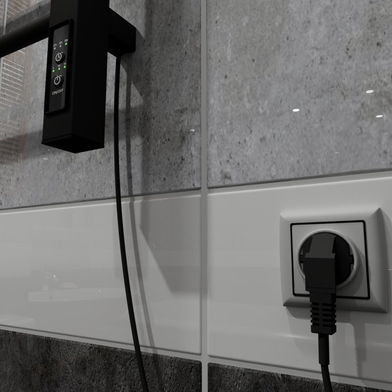 Полотенцесушитель электрический Altasan Каталея СП5080ЧМ 80x50 см, подключение справа, слева, матовый черный, лесенка, из стали