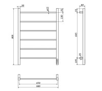 Полотенцесушитель электрический Altasan Каталея СП5080ЧМ 80x50 см, подключение справа, слева, матовый черный, лесенка, из стали