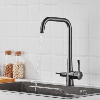 Смеситель для кухни с подключением фильтра Shevanik S528T, оружейная сталь