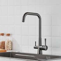 Смеситель для кухни с подключением фильтра Shevanik S528T, оружейная сталь