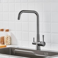 Смеситель для кухни с подключением фильтра Shevanik S528T, оружейная сталь