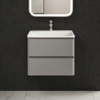 Тумба с раковиной AQUAme S4 60 подвесная, 2 ящика, серая
